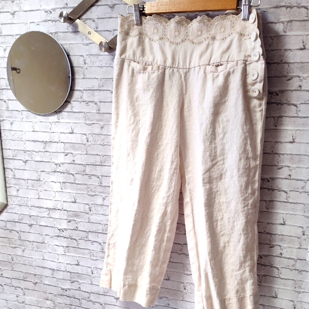Anthropologie Elevenes Linen Cropped Pants